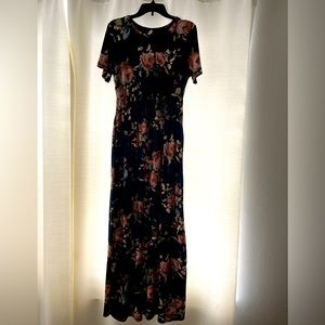 Bellamie Navy and Floral Plus Size Maxi Dress